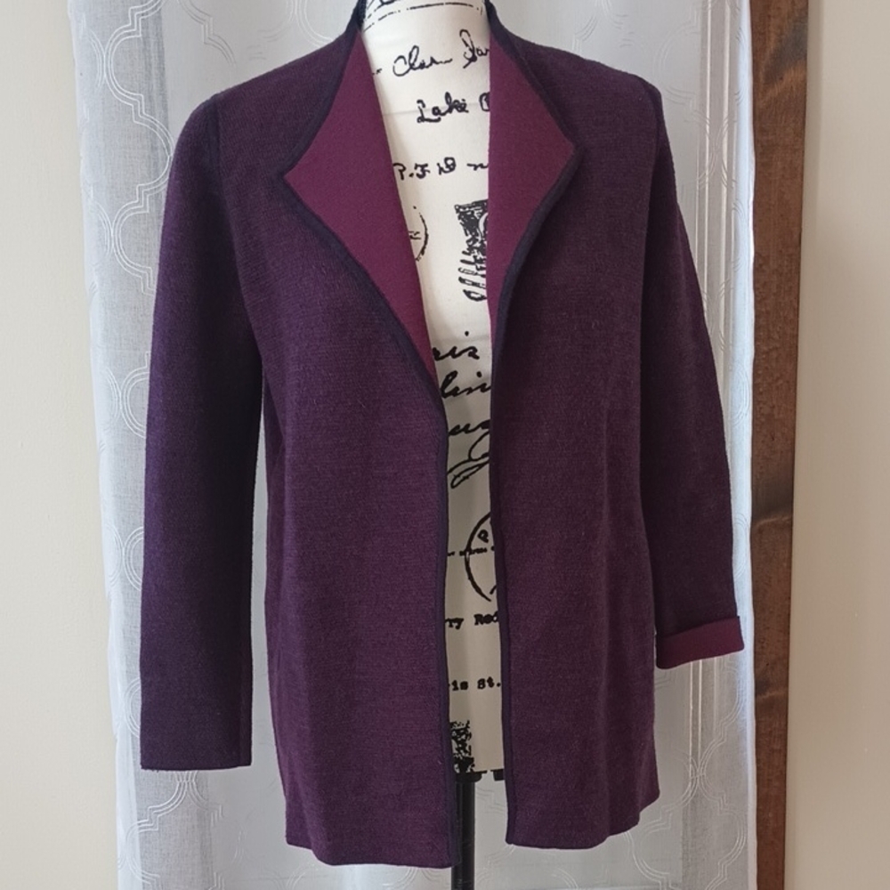 Talbots Rich Purple Wool Cardigan